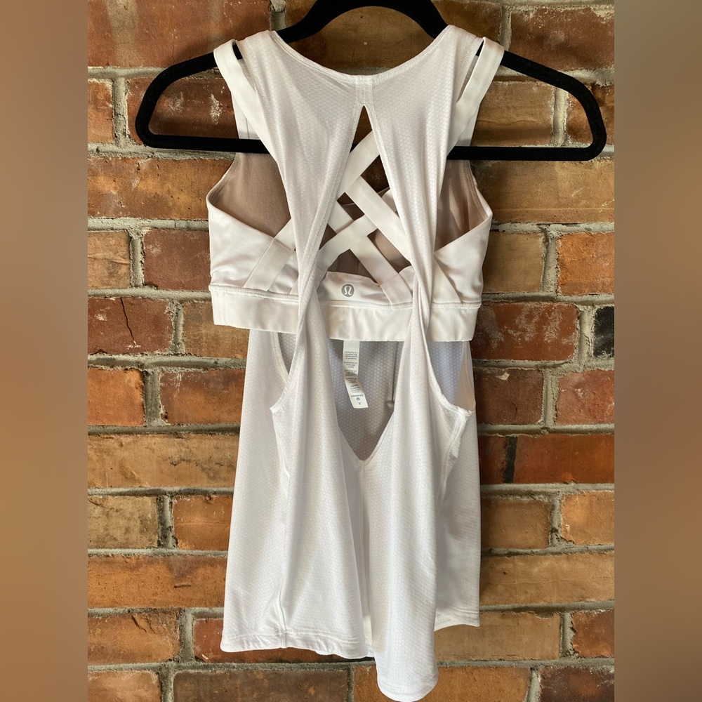 LULULEMON ready & go tank white size 4 support tank & strappy back bra duo - Picture 9 of 10